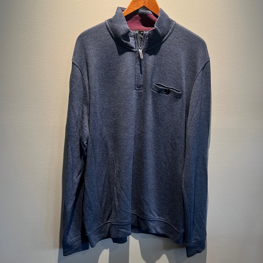 Ted Baker London Men’s Valerio Quarter Zip Pullover Sweater size 7 XXXL 3XL Blue